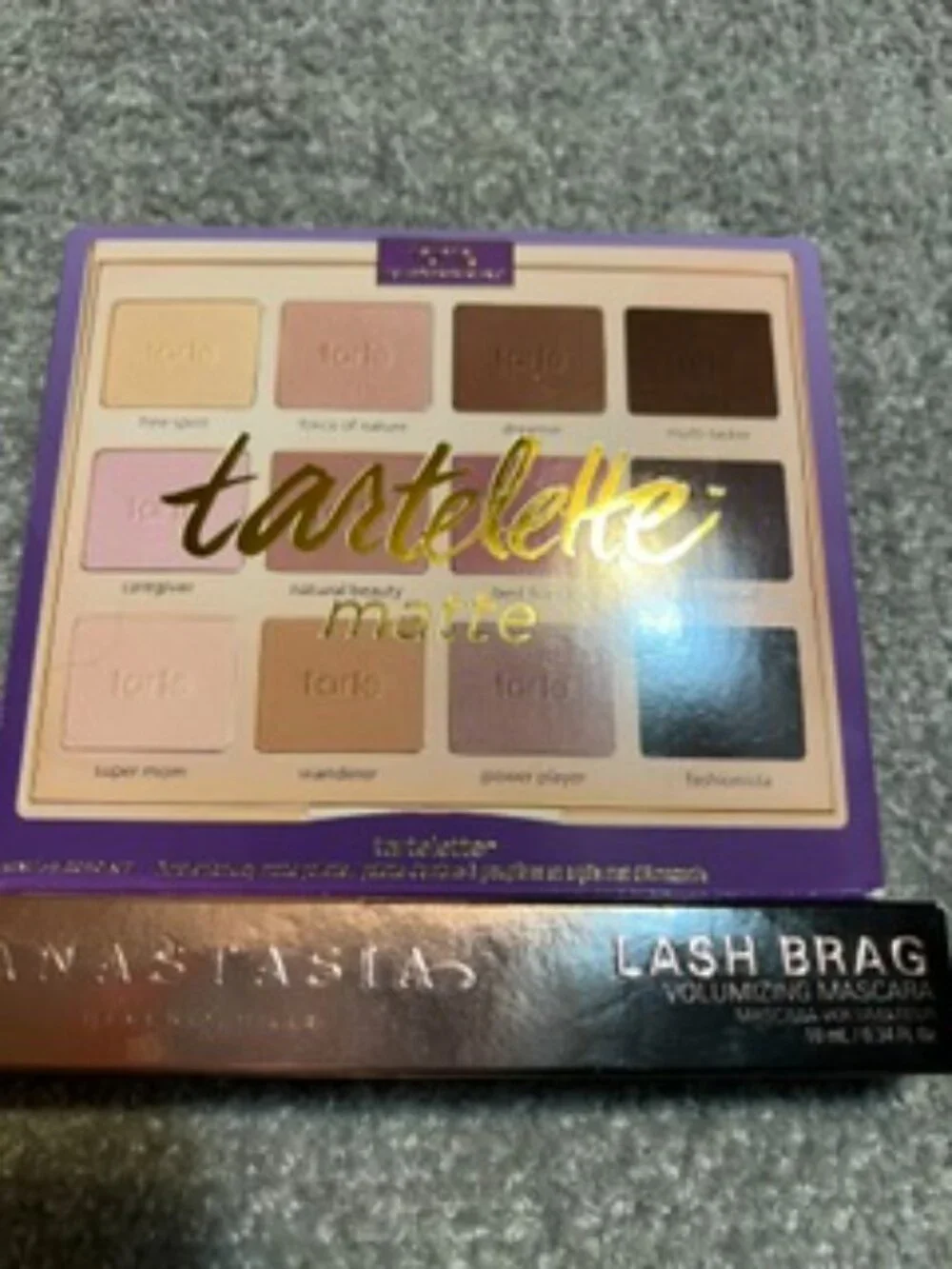 NWT Tartelette Matte 12-Pan Eyeshadow Palette & Anastasia Black Lash Mascara
